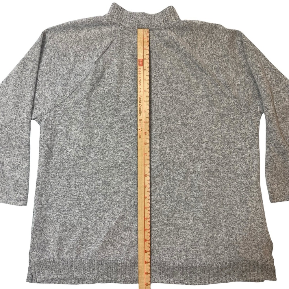 Adrienne Vittadini Sweater XL Mock Neck Light Gray 3/4 Sleeve Asymeterical Zip - Picture 12 of 14